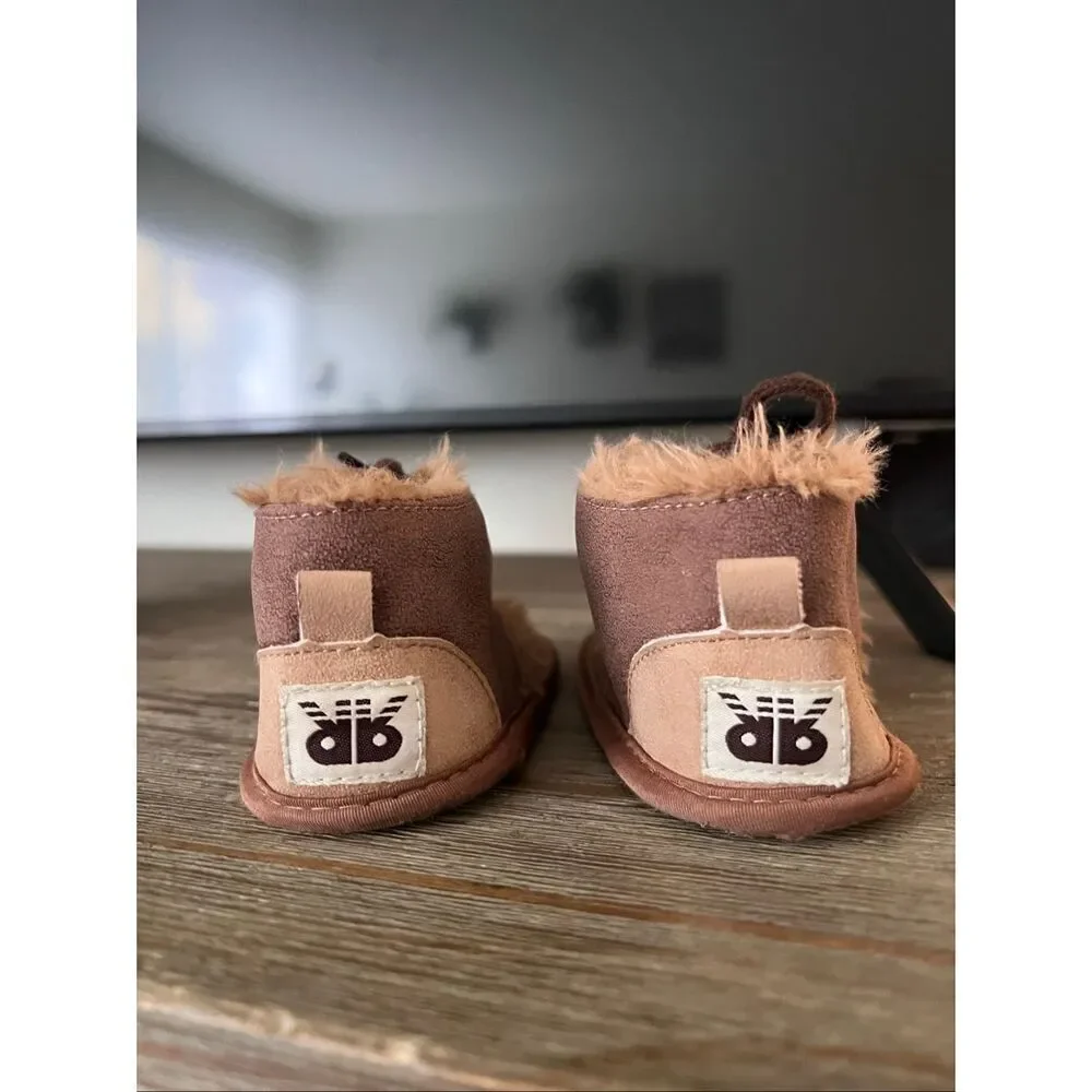 Baby Booties Newborn Girl Boy shoes Infant Fleece Cozy Fur Lining Winter Warm An